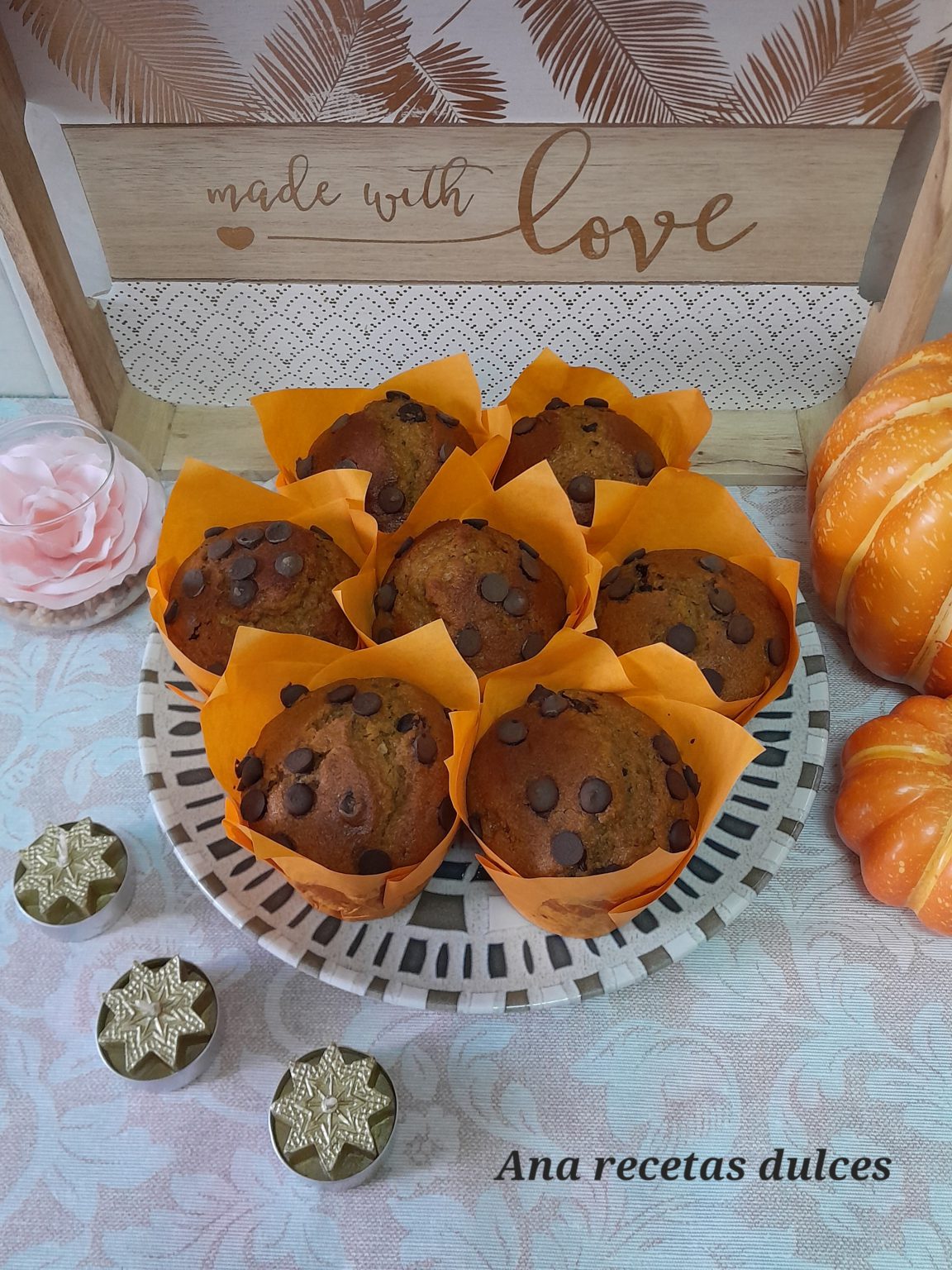Muffins de calabaza y chocolate (muy fáciles de hacer) Ana Recetas Dulces