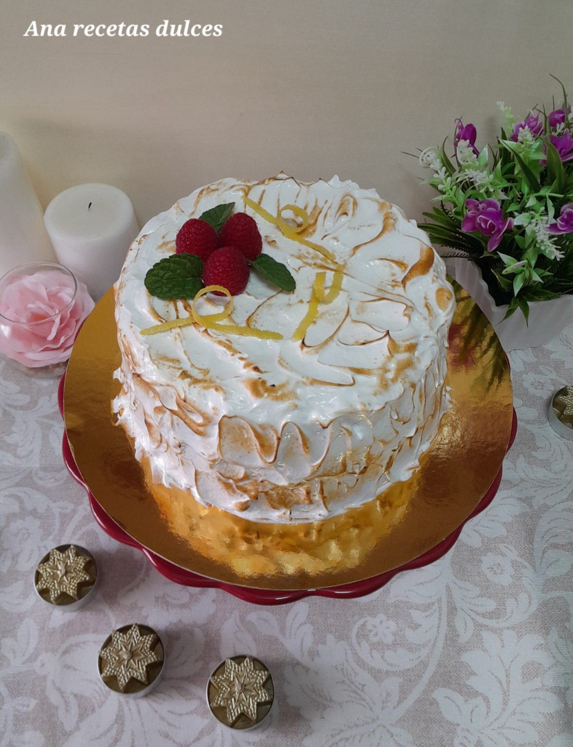 Tarta de limón, frambuesas y merengue Ana Recetas Dulces