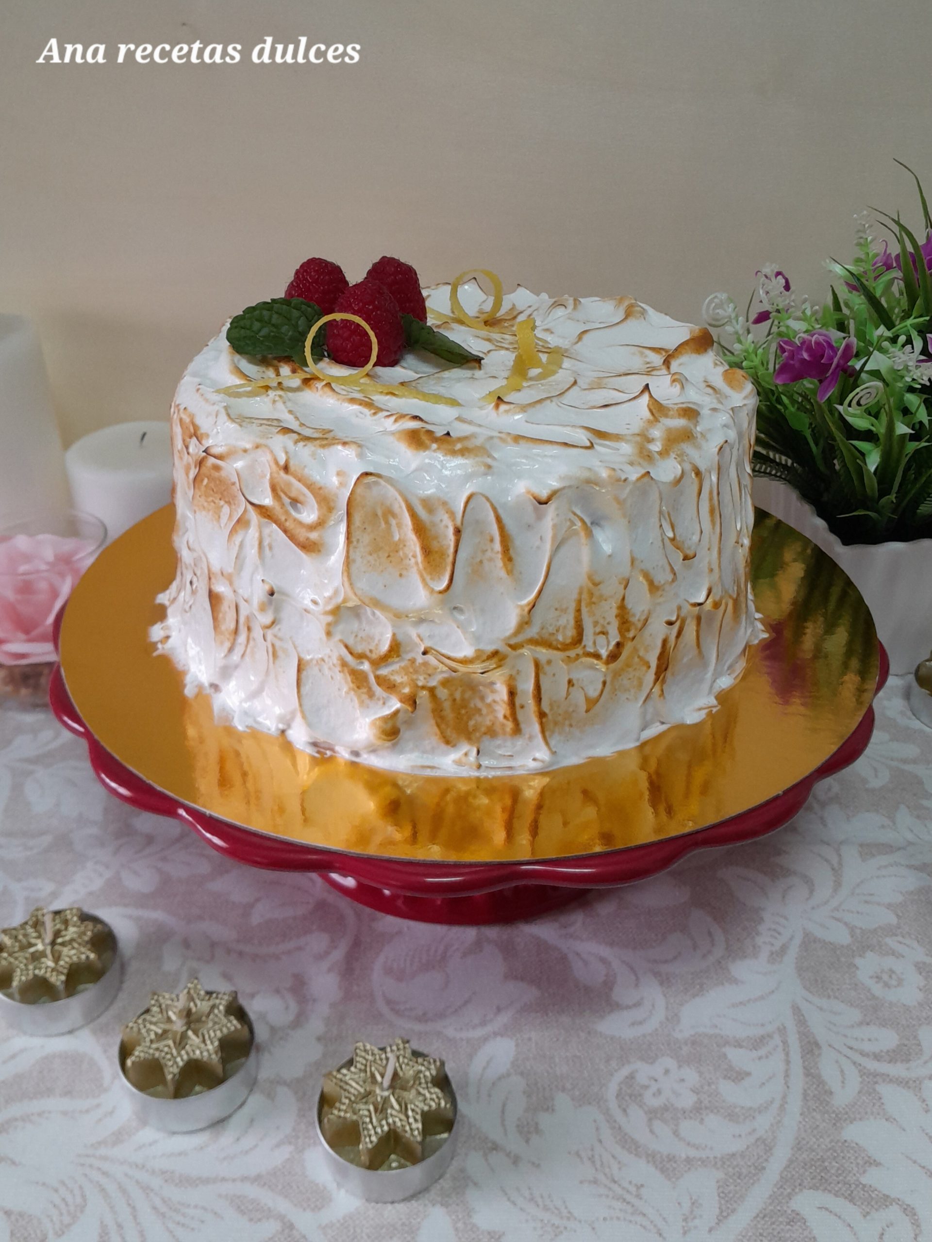 Tarta de limón, frambuesas y merengue Ana Recetas Dulces